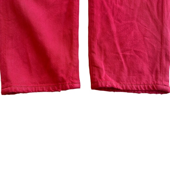 Citizens of Humanity Liya High Rise Classic Fit Crop Red Jeans w Distressed Knee - Picture 9 of 16